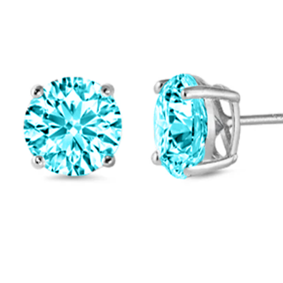 Brilliant round cut 1.25 carat (7mm) stud earrings
Setting made with certified 925 sterling silver, plated in real rhodium
Stone made of simulated Blue Topaz colored material (AAA CZ)
Hypoallergenic and perfect for sensitive ears