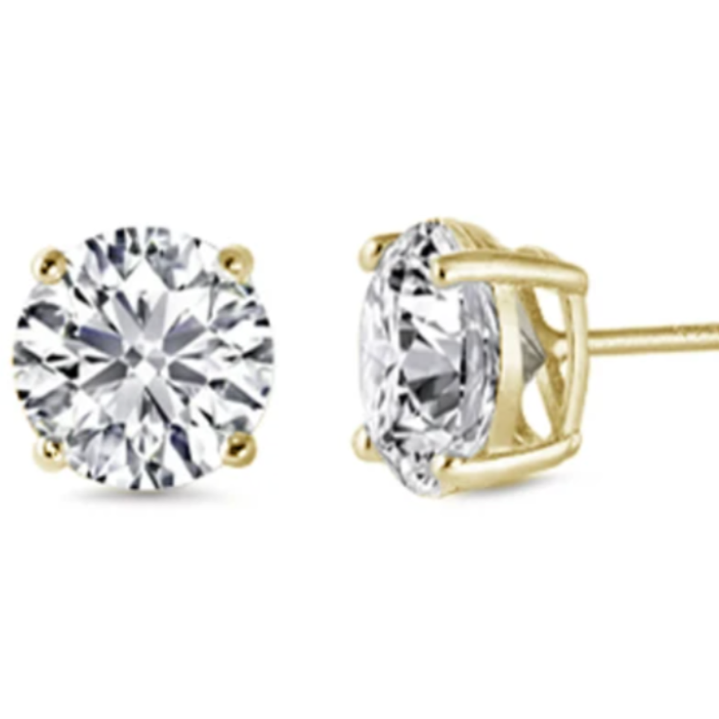 Measuring 1.25 carat (7mm)
Set with certified 925 sterling silver, plated in 14k gold
Stone made of simulated diamond material (AAA CZ)
Hypoallergenic and perfect for sensitive ears
Available in silver as well