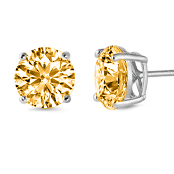 Brilliant round cut 1.25 carat (7mm) stud earrings
Setting made with certified 925 sterling silver, plated in real rhodium
Stone made of simulated Citrine colored material (AAA CZ)
Hypoallergenic and perfect for sensitive ears