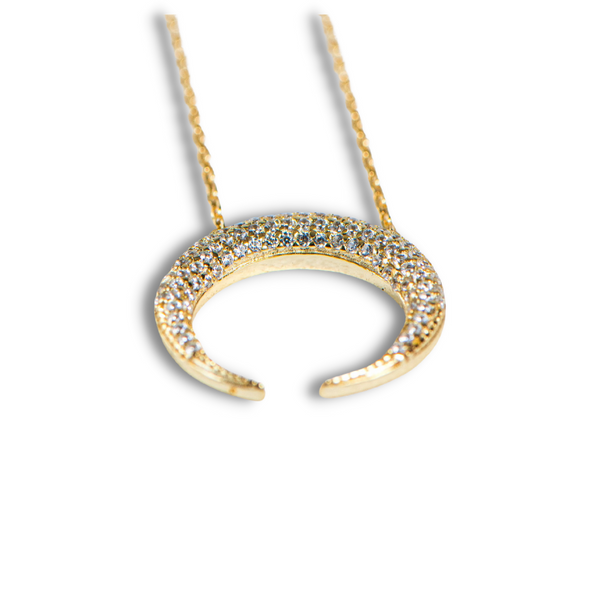 Crescent Moon Necklace in Gold - Just Like The Moon, Reflects Light for Extra Shine