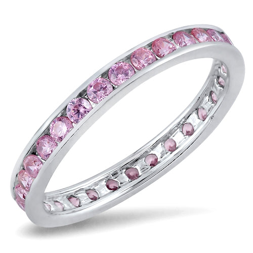 Features a 3mm sterling silver band
Gemstones encircle the entire ring
Plated in Rhodium for long-last shine and protection