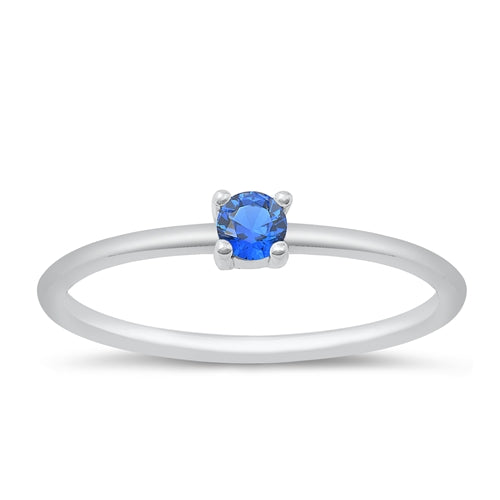 Features a round cut blue cubic zirconia center stone
Set in certified 925 sterling silver
Plated in Rhodium for long-time shine and durability