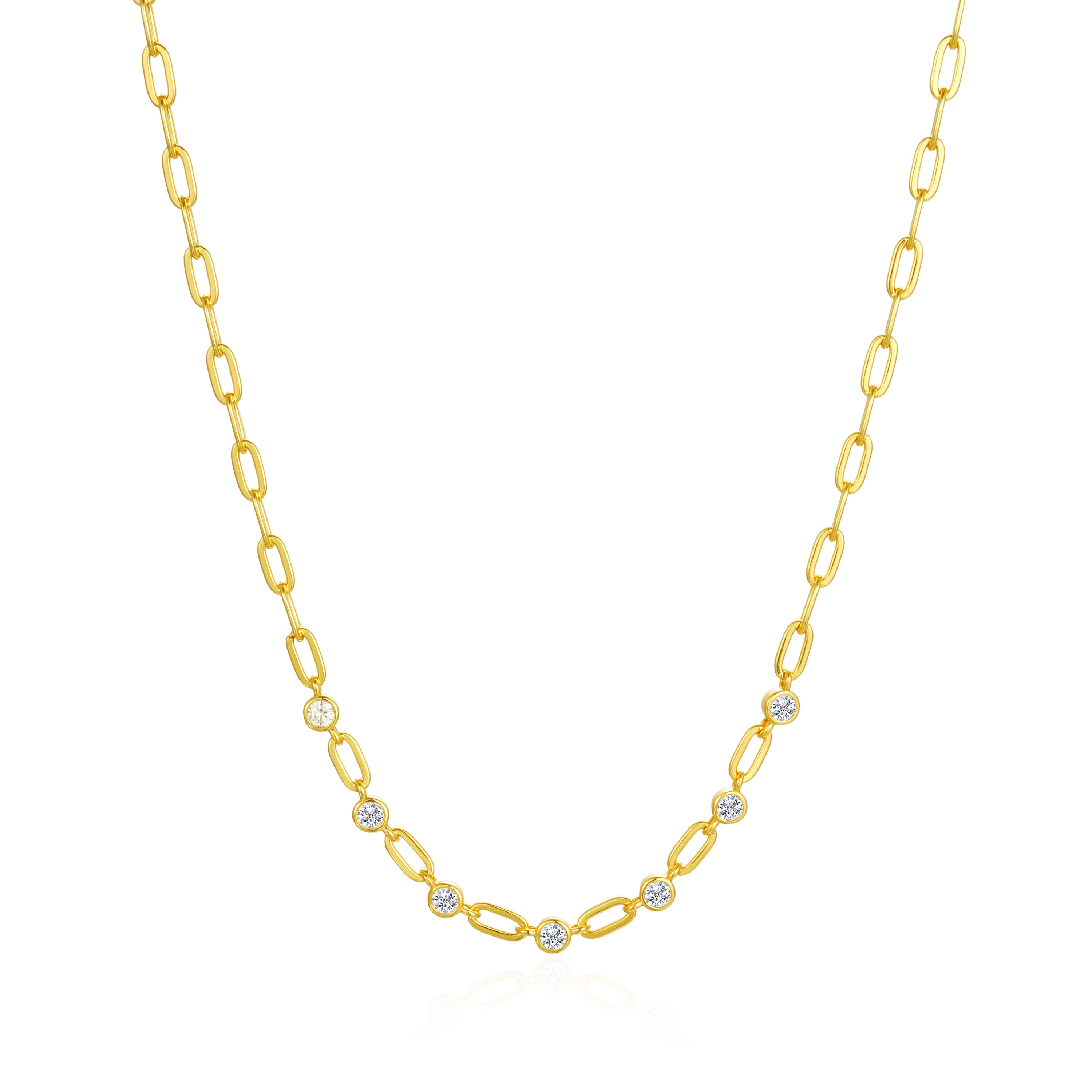 Made of sterling silver (.925) and 3.5MM white 3A CZ stones
Plated in 14K Gold
Length is 40CM + 5CM with chain
Lead & Nickel free
