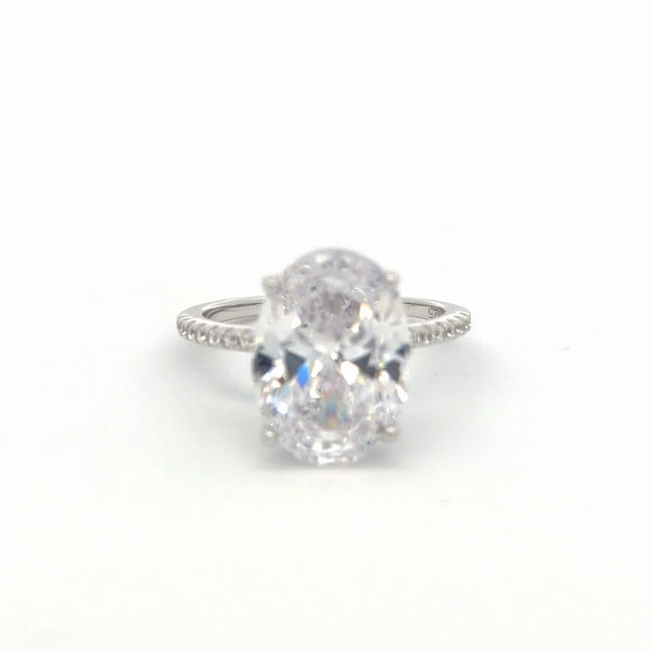 Dolly 4-carat Oval-cut 5A CZ Statement Ring in 925 Silver