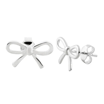 Sterling Silver Bow Stud Earrings - Dainty Everyday Earrings