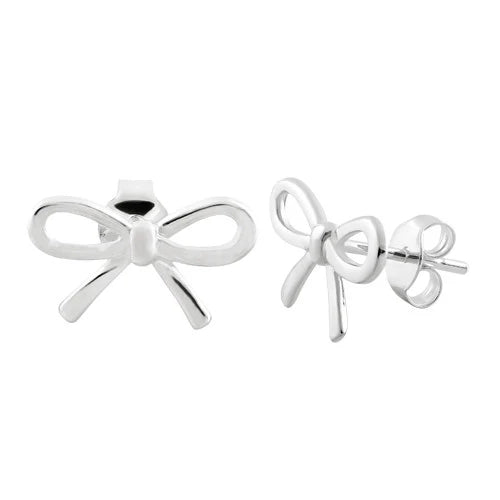 Sterling Silver Bow Stud Earrings - Dainty Everyday Earrings