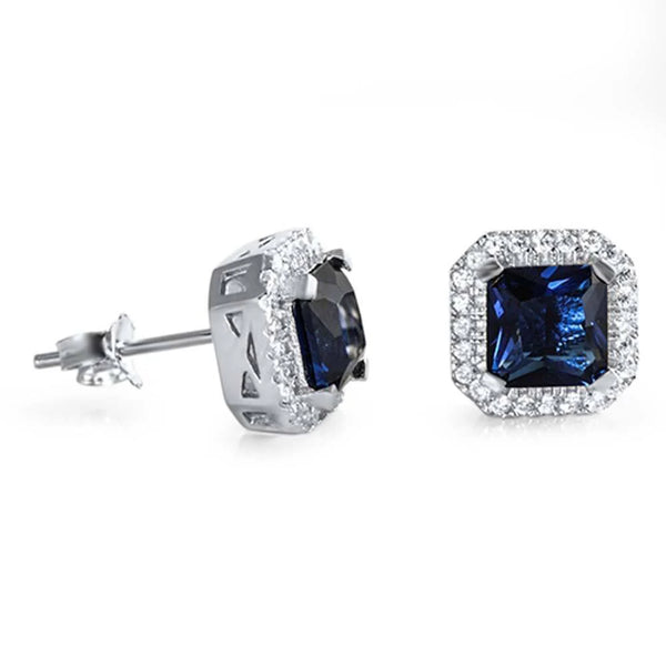 Sapphire Halo Stud Earrings - Perfect for Day or Night