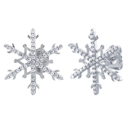 Sparkly Snowflake 925 Silver Earrings