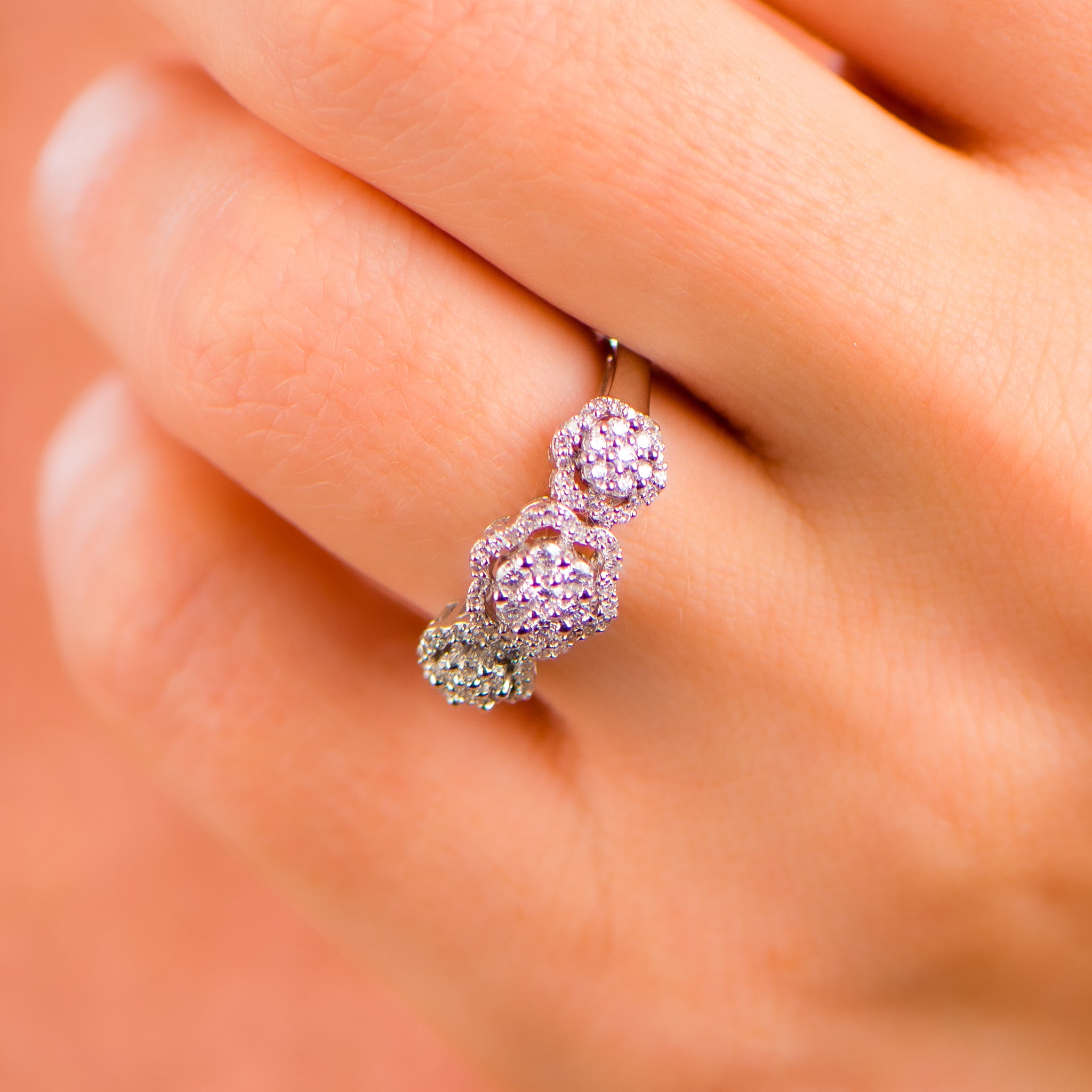 Floral Diamond Ring - Genuine Diamond with Delicate and Intricate Design