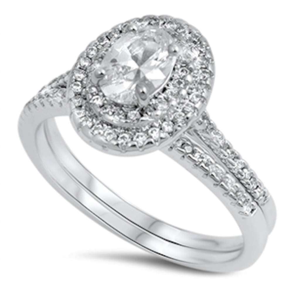 Features a .75-carat round cut center stone
Surrounded by a double halo set in an intricate prong setting
Sterling silver with rhodium plating