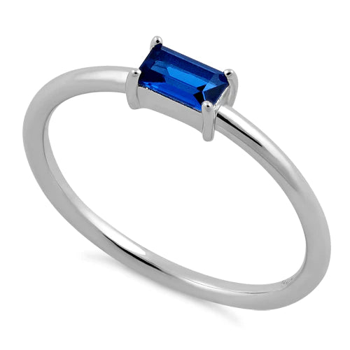 Features a .3 carat emerald cut, blue cubic zirconia stone
Set in certified 925 sterling silver
Plated in rhodium for long-last shine and protection