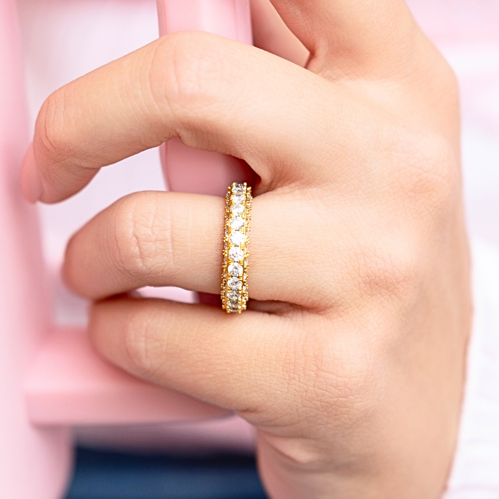 Jasmine Eternity Band in Gold - Triple the Glamour