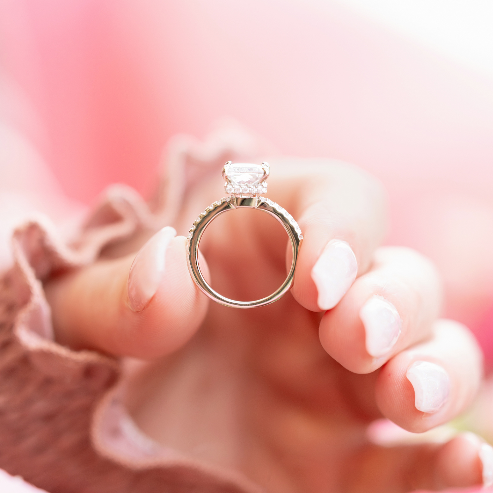 Evangeline Engagement Ring in Silver - Brilliant, Multi-layered Stones for Maximum Shine!