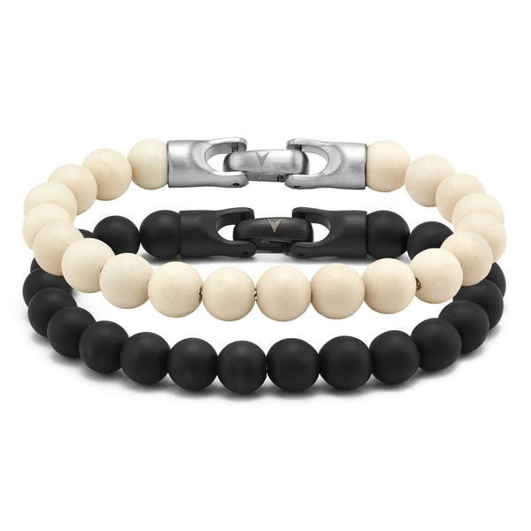 Spiritual Bead Set 8mm - Black Onyx & Riverstone