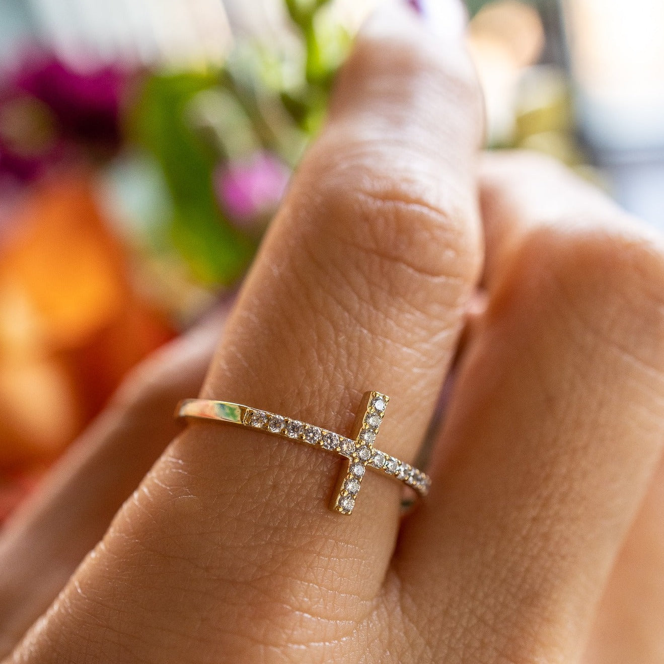 Angela Cross Ring in Silver - Attention Grabbing Detail