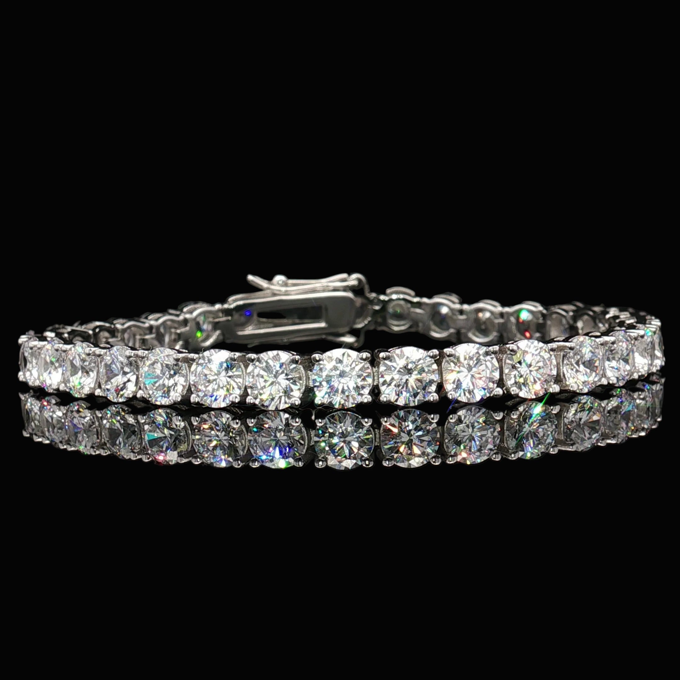 5mm CZ Tennis Bracelet Silver – Starlette Orbital Bezel-Set Cubic Zirconia Bracelet for Women
