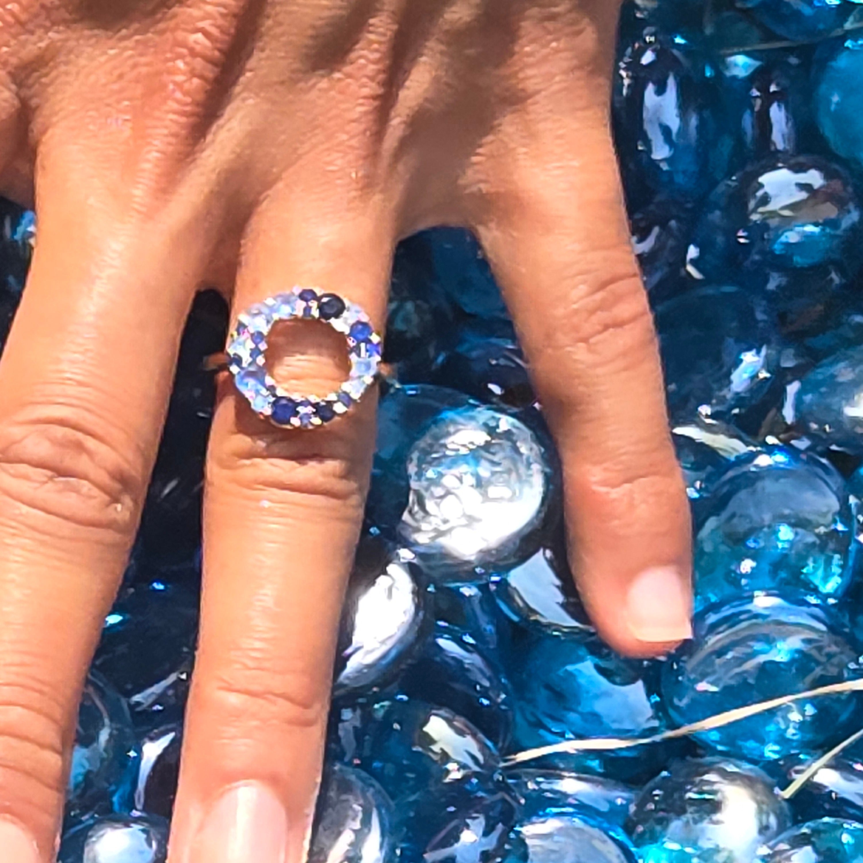 Starlette's Seaside Ring in Gold - Stunning Shades of Blue, Perfect for Your Vacation