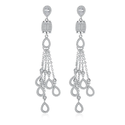 Triple A CZ stones throughout the tassel-drop design
Features stunning rhodium plating for a luxurious feel
Measures 7.5 cm in length