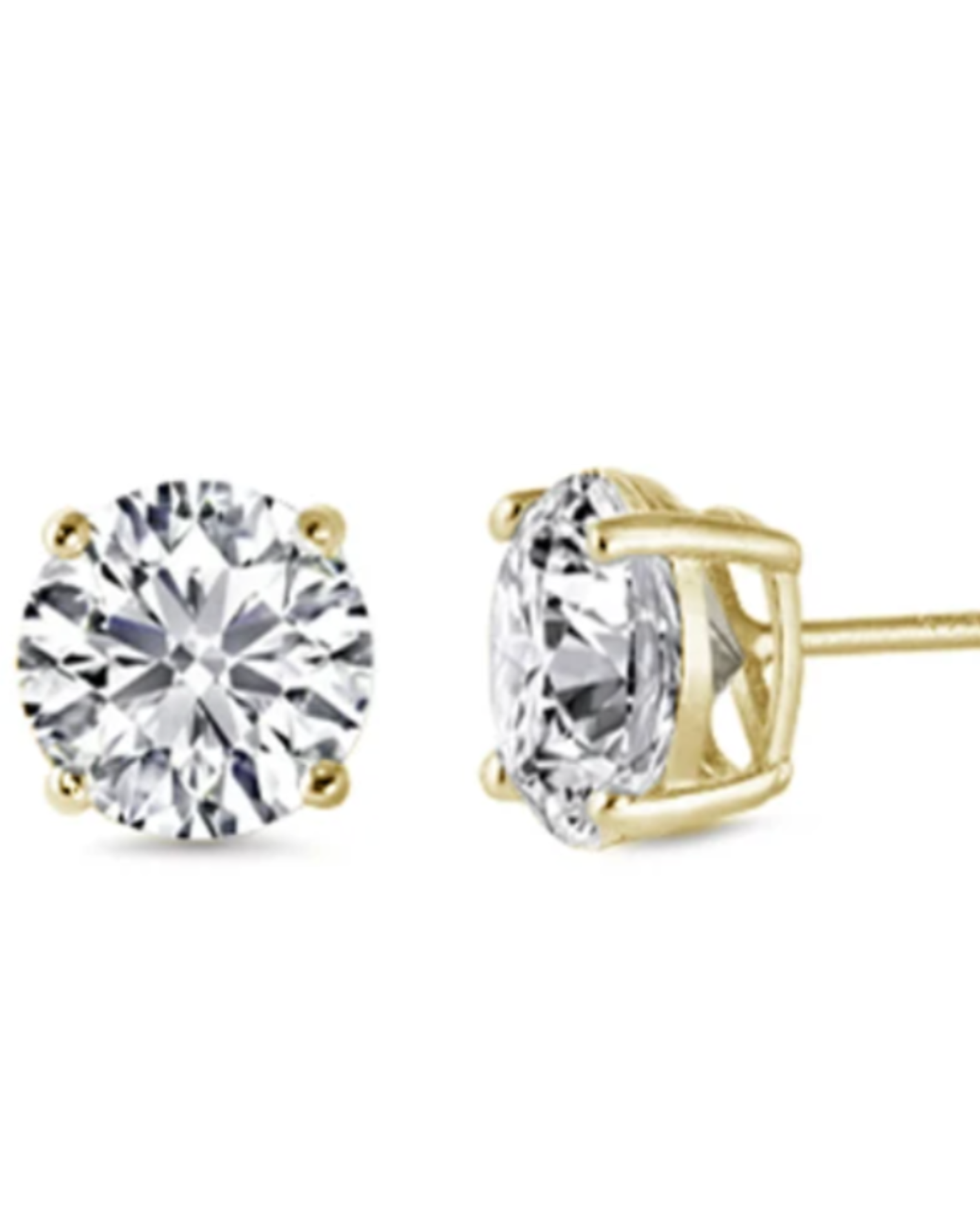 Measuring 1.25 carat (7mm)
Set with certified 925 sterling silver, plated in 14k gold
Stone made of simulated diamond material (AAA CZ)
Hypoallergenic and perfect for sensitive ears
Available in silver as well