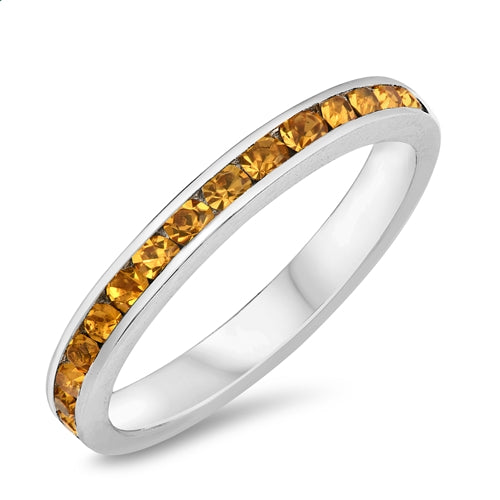 Features a 3mm sterling silver band
Gemstones encircle the entire ring
Plated in Rhodium for long-last shine and protection