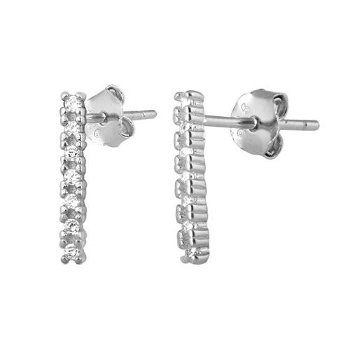 Dash Stud Earrings in Silver - Sleek and Stunning