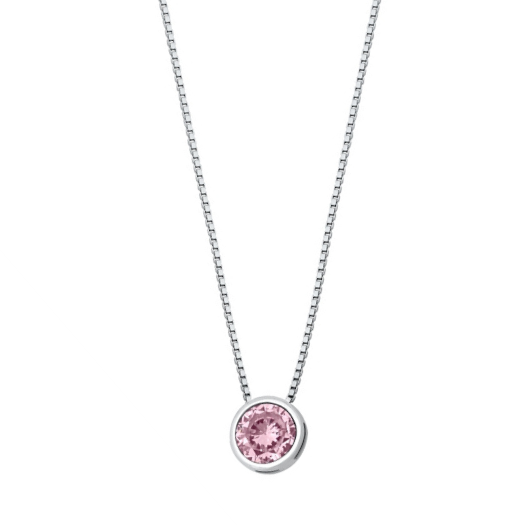 Features a bezel set round cut .75 carat pink 100% simulated diamond material pink stone (AAA CZ)
925 certified sterling silver pendant that is 6mm tall
With a 16" chain, that has a 2" extension