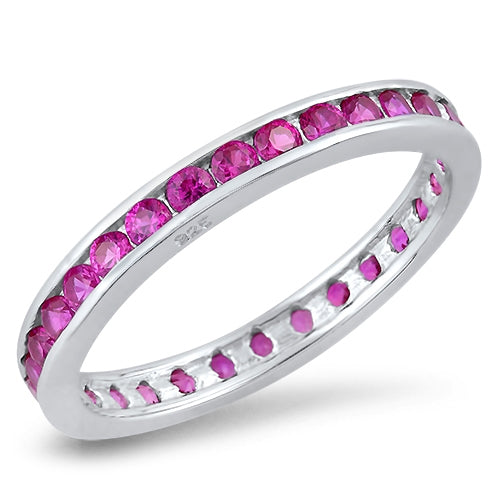 Features a 3mm sterling silver band
Gemstones encircle the entire ring
Plated in Rhodium for long-last shine and protection