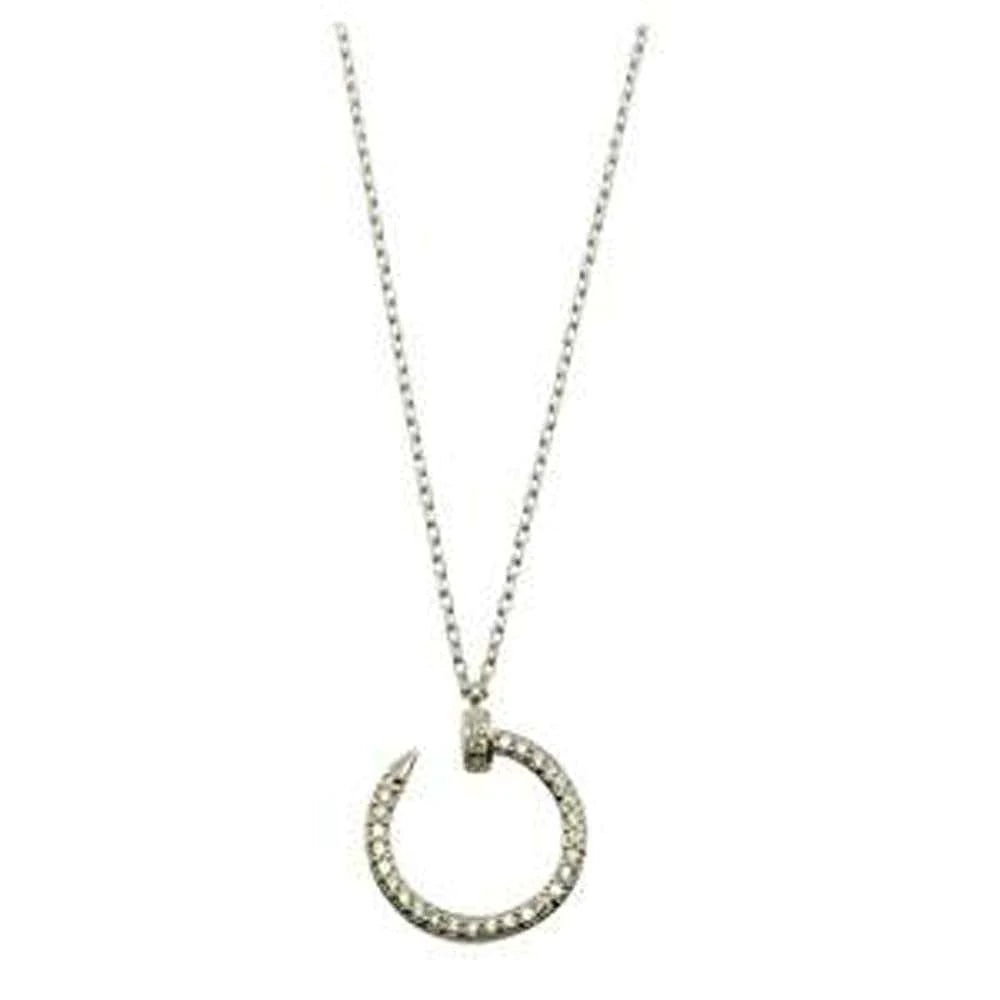This necklace is sure to catch their eye with a unique spin on the eternity-style necklaces.  Great to stack with other Starlette necklaces or shimmers on its own

Created with certified 925 sterling silver and is plated in rhodium to prevent tarnishing.
The sparkling stones are 100% simulated diamond material (AAA CZ)