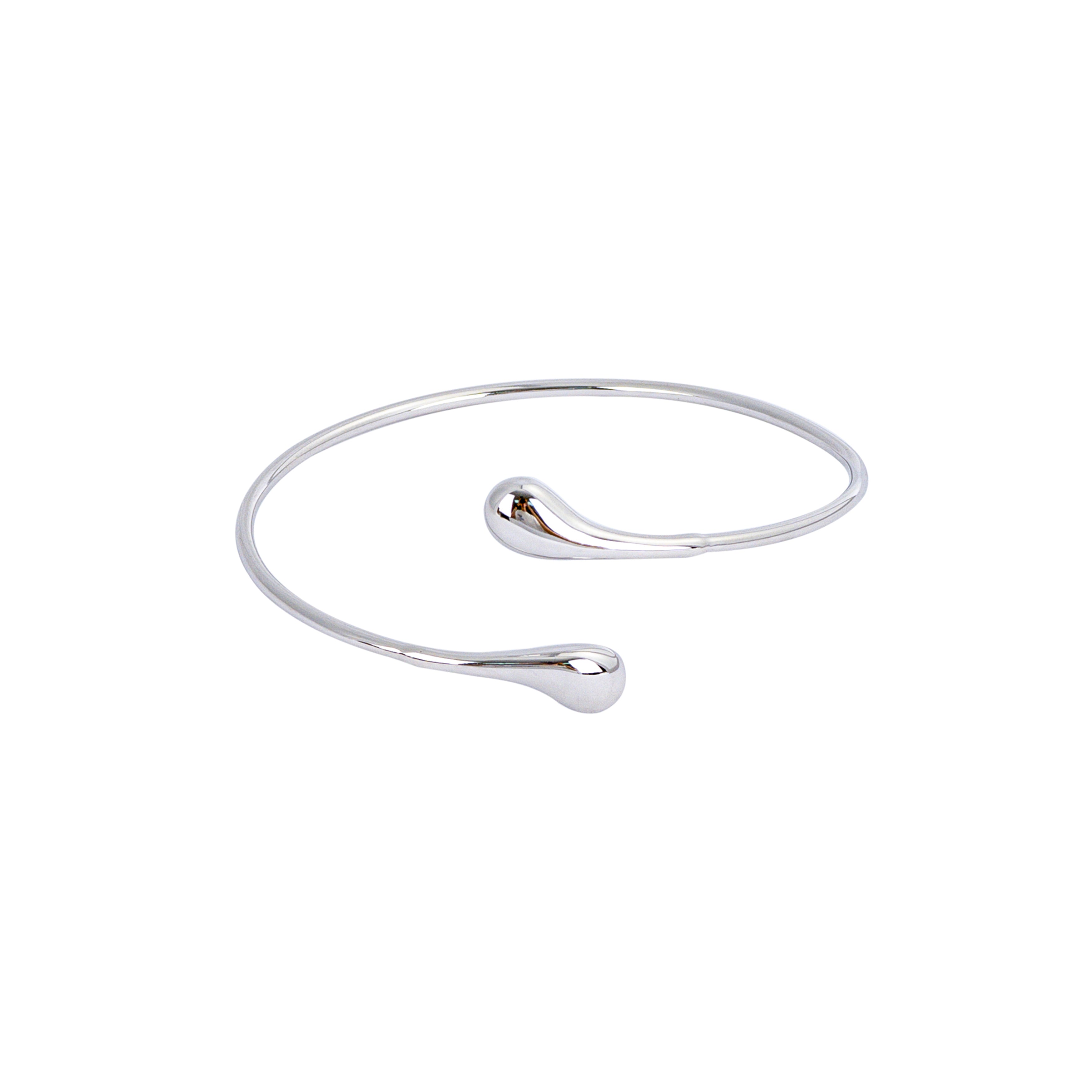 Silver wrap-around bracelet on a white background