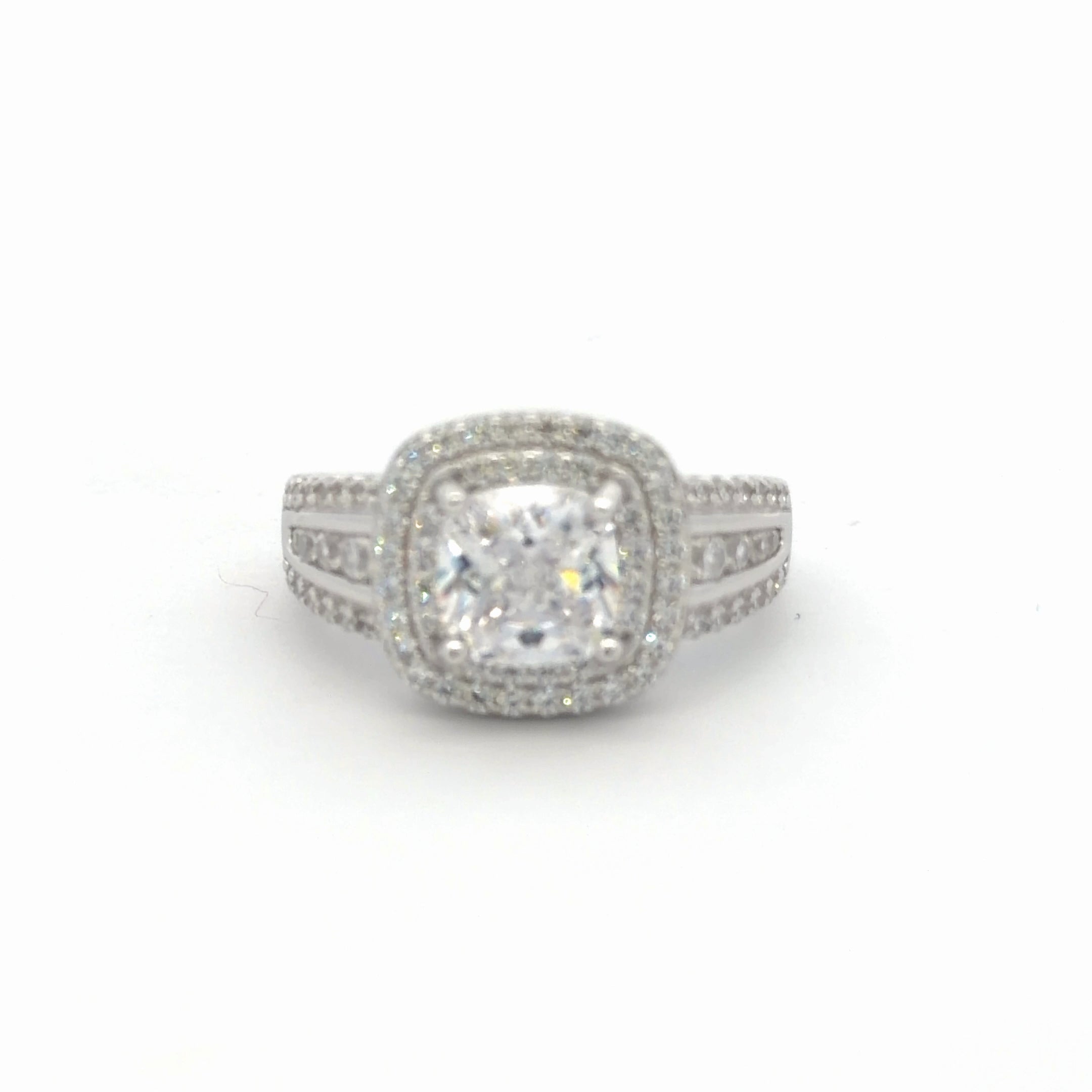 Abigail Five Engagement Ring in Silver - Features 5A CZ for Unparalleled Sparkle