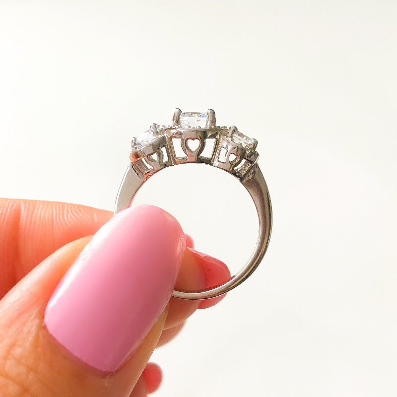 Past, Present, & Future Engagement Ring in Silver - Timeless in the Past, Present, and Future