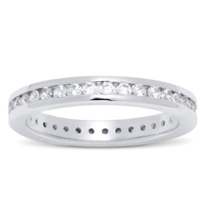 Features stunning round-cut stones, set in a beautiful scallop setting that span the entire circumference of the band.
The captivating stones are 100% simulated diamond material (AAA CZ)
Certified 925 sterling silver, and plated in rhodium
Available in sizes 4 through 12